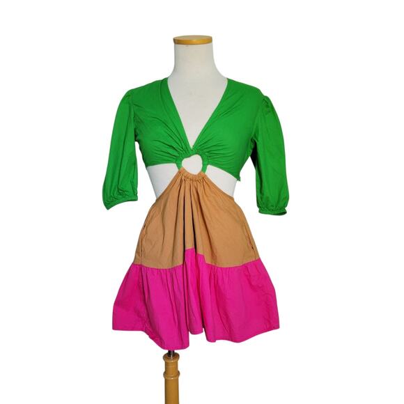 Never Fully Dressed Dopaminecore Tropical Bold Watermelon Heart Cut-Out Dress S - Picture 2 of 11